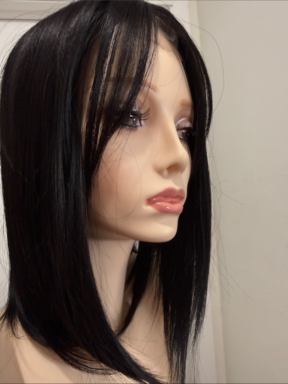 HAIR, 14” Straight Topper/Wiglet, Delicate Fringe Bangs, Black